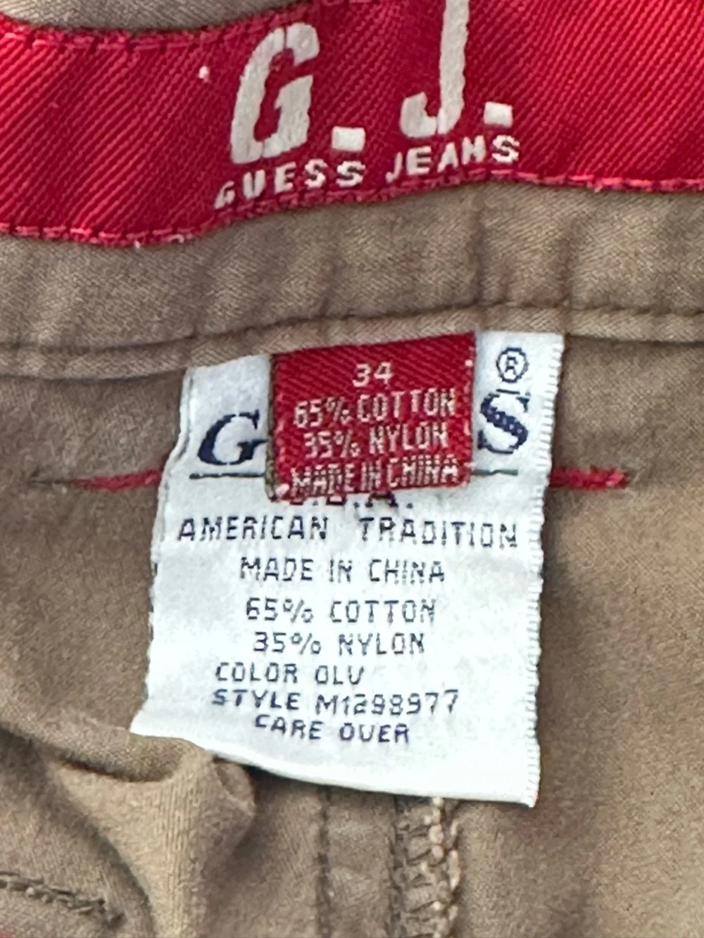 Guess Jeans Men's Vintage Y2K‎ Khaki Cargo Shorts Military Relaxed Utility Sz 34